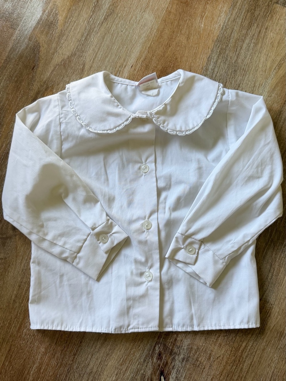 White Peter Pan Collar Button-Up Shirt for Kids